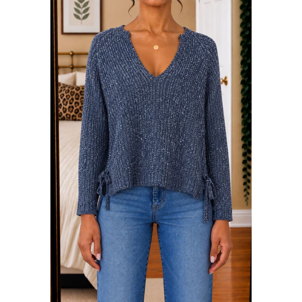 NWT John + Jenn Anthropologie Navy Blue Size M Pullover Sweater Boho Cozycore